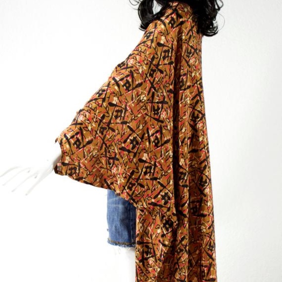 VTG 70's India Hand Blocked Silk Kimono Duster - Picture 2 of 3